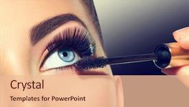  Presentation with eyelashes - Beautiful PPT layouts featuring shapes - mascara applying long lashes closeup backdrop and a lemonade colored foreground