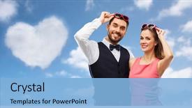  Presentation with valentines day - Slide set consisting of shapes - valentines day love people background and a light blue colored foreground