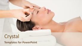  Presentation with patient - Audience pleasing PPT layouts consisting of shapes - woman using tweezers patient backdrop and a sky blue colored foreground