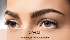  Presentation with close up of young girls - Theme featuring shapes - young woman beautiful eyebrows background and a coral colored foreground