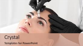  Presentation with beauty makeup - Amazing slide set having shapes - young woman undergoing procedure backdrop and a coral colored foreground