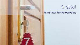  Presentation with keyhole - Presentation theme with shapes numbers - door wood and key background and a sky blue colored foreground