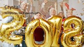  Presentation with new year - Presentation design with shapes numbers - group of joyful companions making background and a coral colored foreground