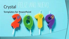  Presentation with new year 2019 - Theme having shapes numbers - high angle view of some background and a arctic colored foreground