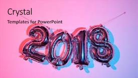  Presentation with 2019 chinese new year - Colorful slides enhanced with shapes numbers - some fuchsia number-shaped balloons forming backdrop and a lavender colored foreground