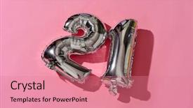  Presentation with number - Beautiful PPT layouts featuring shapes numbers - some silvery number-shaped balloons forming backdrop and a coral colored foreground