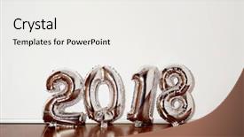  Presentation with gold and silver balloons - Presentation design featuring shapes numbers - some silvery number-shaped balloons forming background and a white colored foreground