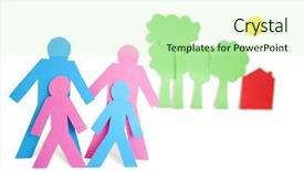  Presentation with white house - Audience pleasing slides consisting of group stick figures - conceptual image of paper cut backdrop and a  colored foreground