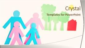  Presentation with white house - Audience pleasing theme consisting of group stick figures - conceptual image of paper cut backdrop and a cream colored foreground