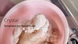  Presentation with fish ball - Slide set featuring shaping-fish-ball-using-hand background and a coral colored foreground