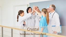  Presentation with clinic - Amazing slide set having share high five for success backdrop and a lemonade colored foreground
