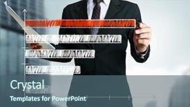  Presentation with business - Presentation featuring share price - business man hand drawing background and a ocean colored foreground