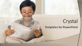  Presentation with grown - Amazing slide deck having share price - young buy sitting backdrop and a  colored foreground