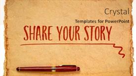  Presentation with inspirational - PPT theme with share-your-story-inspirational-handwriting background and a yellow colored foreground