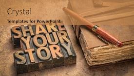  Presentation with abstract business - Theme enhanced with share-your-story-word-abstract background and a coral colored foreground