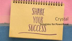 Presentation with spiral notebook - Presentation theme with share-your-success-inspirational-note background and a yellow colored foreground