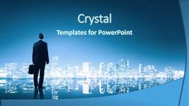  Presentation with businessman standing on mountain top - Colorful presentation theme enhanced with sharefaith - businessman standing with back backdrop and a  colored foreground