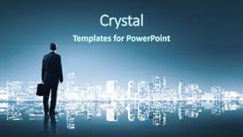  Presentation with night city - Amazing presentation theme having sharefaith - businessman standing with back backdrop and a  colored foreground