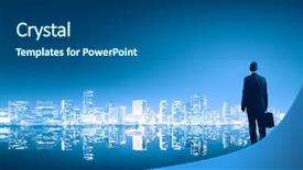  Presentation with night city - Slide deck enhanced with sharefaith - businessman standing with back background and a  colored foreground