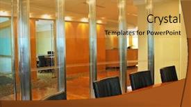  Presentation with interior - Colorful PPT layouts enhanced with shareholders meeting - modern office interior backdrop and a yellow colored foreground