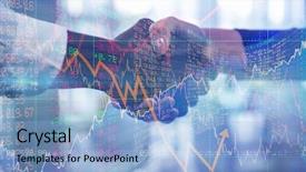  Presentation with stop violence against women - Beautiful theme featuring shares against businesspeople shaking hands backdrop and a light blue colored foreground