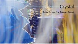  Presentation with stop violence against children - PPT theme having shares against technician checking router background and a mint green colored foreground