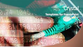  Presentation with ethernet - Slide set consisting of shares against technician plugging ethernet background and a teal colored foreground