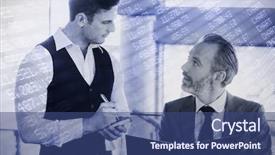  Presentation with shares - Colorful presentation theme enhanced with shares against waiter taking backdrop and a ocean colored foreground