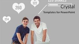  Presentation with shares - Presentation featuring shares and likes status bar background and a  colored foreground