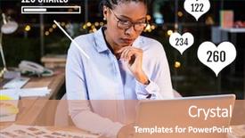  Presentation with bare breasted woman - Colorful presentation theme enhanced with shares and likes status bar backdrop and a  colored foreground