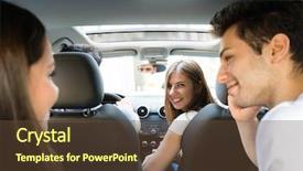  Presentation with community service happy volunteer group - PPT layouts having sharing - group of happy friends background and a tawny brown colored foreground