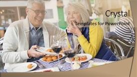  Presentation with tapas - Cool new slide deck with sharing food - attractive senior couple eating tapas backdrop and a soft green colored foreground