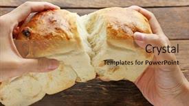  Presentation with sharing - Audience pleasing PPT layouts consisting of sharing food - break a bread backdrop and a coral colored foreground