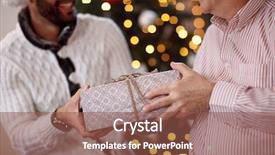  Presentation with christmas gift wrap - PPT theme consisting of sharing gift on christmas-father background and a tawny brown colored foreground
