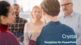  Presentation with psychotherapy - PPT theme featuring sharing his problem in psychotherapy background and a ocean colored foreground