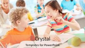  Presentation with safety interacting customers - Beautiful slides featuring sharing ideas - portrait of two happy pupils backdrop and a coral colored foreground