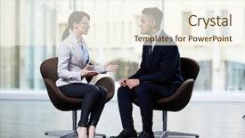  Presentation with business profile - Presentation theme consisting of sharing ideas - profile view of confident dark-haired background and a cream colored foreground