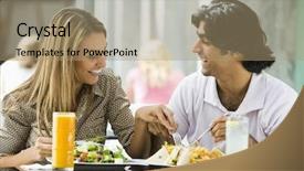 Presentation with lunch - PPT theme consisting of sharing meal - couple enjoying lunch sitting background and a coral colored foreground