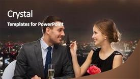 Presentation with sharing - Audience pleasing presentation theme consisting of sharing meal - restaurant couple and holiday concept backdrop and a tawny brown colored foreground