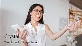  Presentation with asian music - Presentation enhanced with sharing one earphone with somebody background and a soft green colored foreground