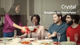  Presentation with multicultural - Audience pleasing presentation theme consisting of sharing some good food backdrop and a gray colored foreground