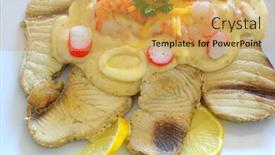  Presentation with shark - PPT layouts consisting of shark-fillets-with-seafood-sauce background and a yellow colored foreground