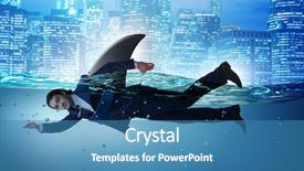  Presentation with shark fin - Cool new PPT layouts with shark fin swimming in water backdrop and a teal colored foreground