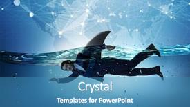  Presentation with shark fin - Cool new slide set with shark fin swimming in water backdrop and a teal colored foreground