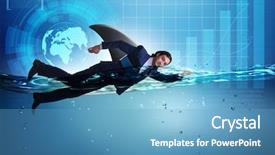  Presentation with shark fin - Beautiful slide set featuring shark fin swimming in water backdrop and a teal colored foreground