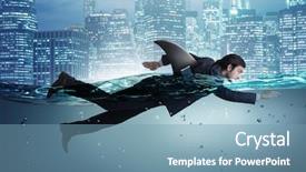  Presentation with shark fin - PPT layouts having shark fin swimming in water background and a seafoam green colored foreground