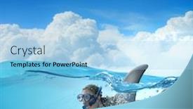  Presentation with shark - PPT theme having shark-of-business-world background and a light blue colored foreground