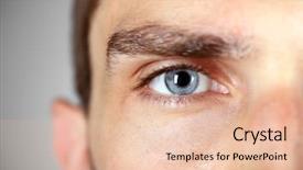  Presentation with blue earth eye - Cool new slides with sharp - beautiful blue man eye close backdrop and a lemonade colored foreground