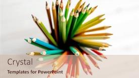  Presentation with inspiration - Theme consisting of sharp-colorful-pencils-on-watercolor background and a soft green colored foreground