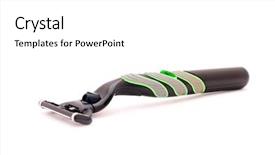  Presentation with razor - Audience pleasing presentation theme consisting of sharp razor is isolated on a white background backdrop and a white colored foreground